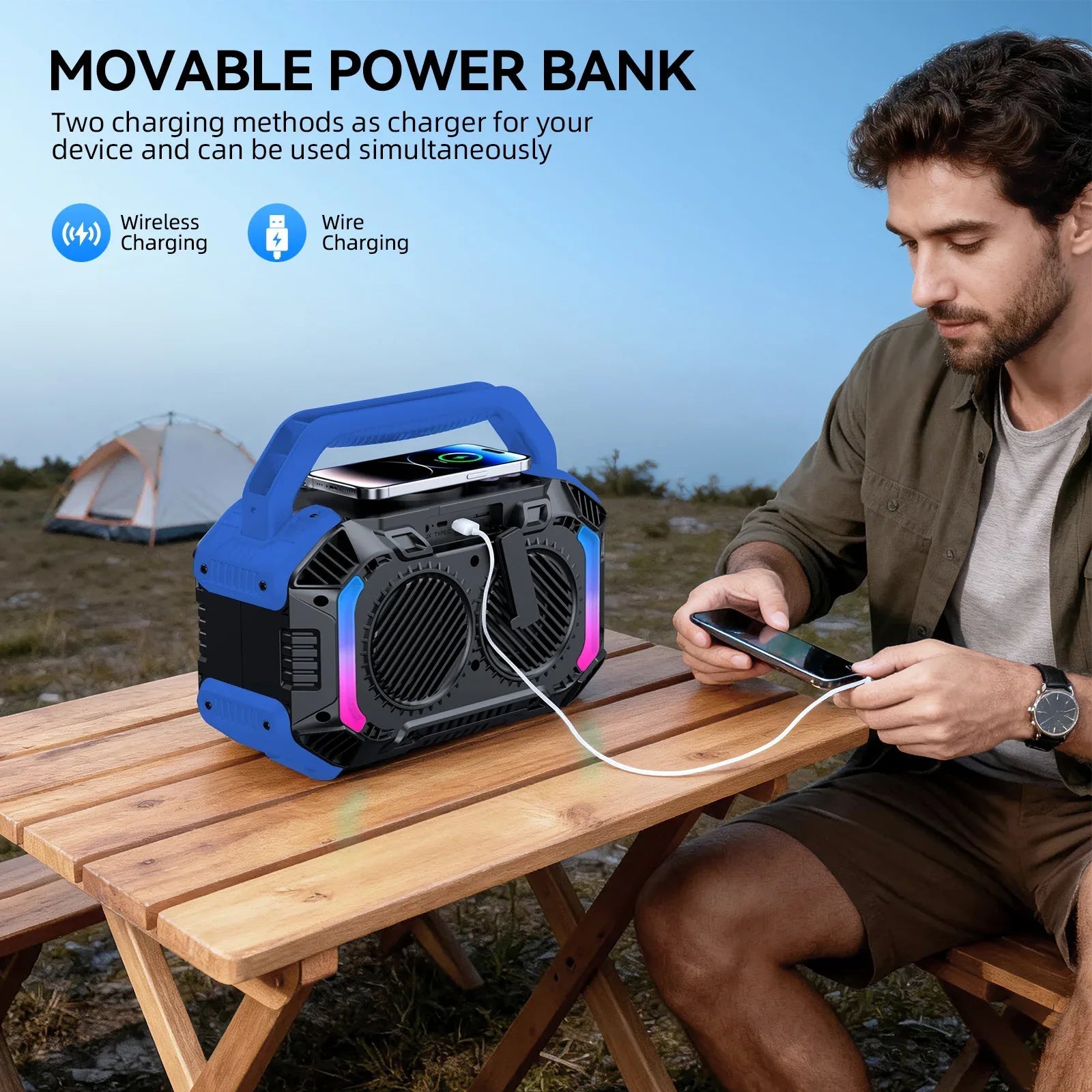 Omuca Portable Bluetooth 5.3 Waterproof Speaker - (Blue)