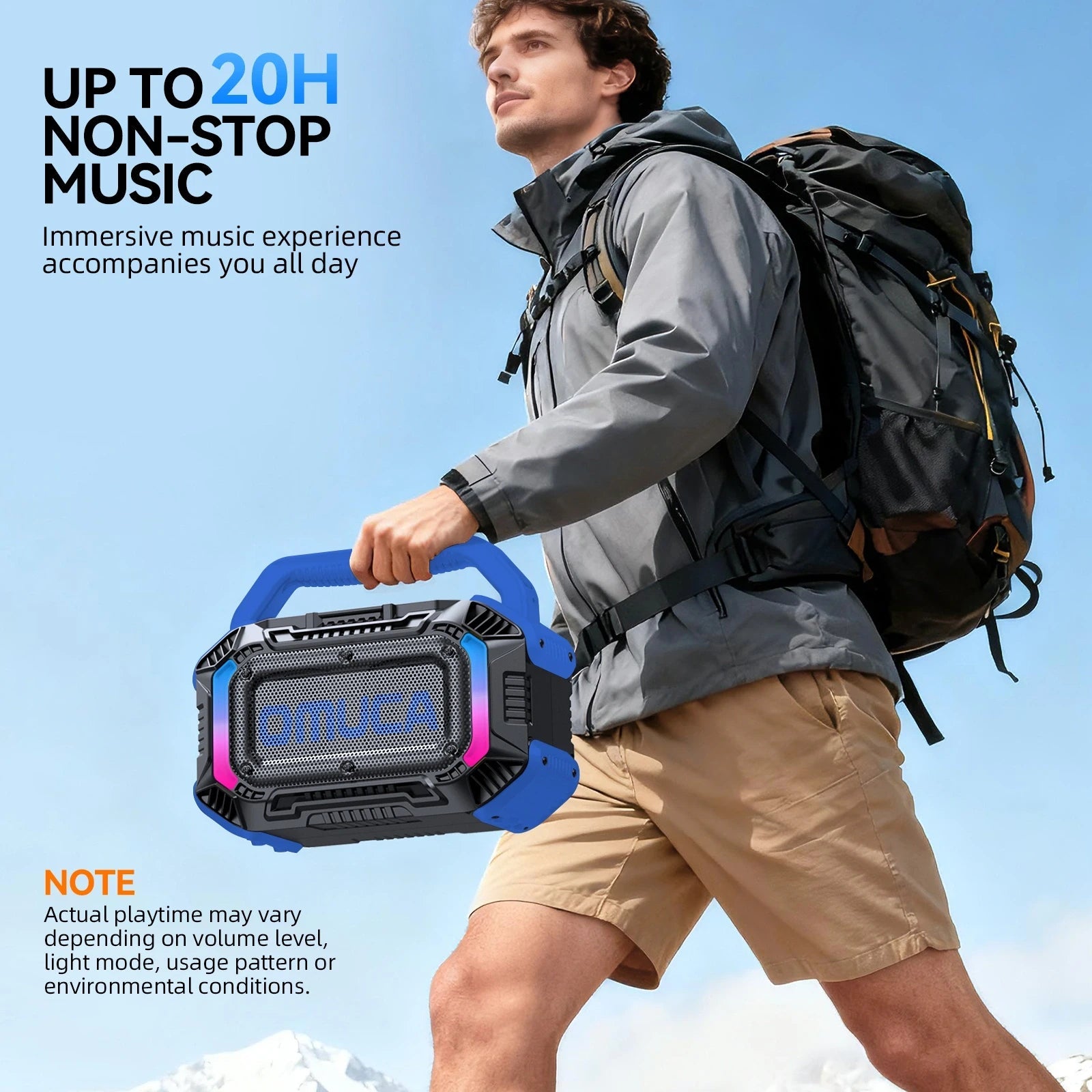 Omuca Portable Bluetooth 5.3 Waterproof Speaker - (Blue)