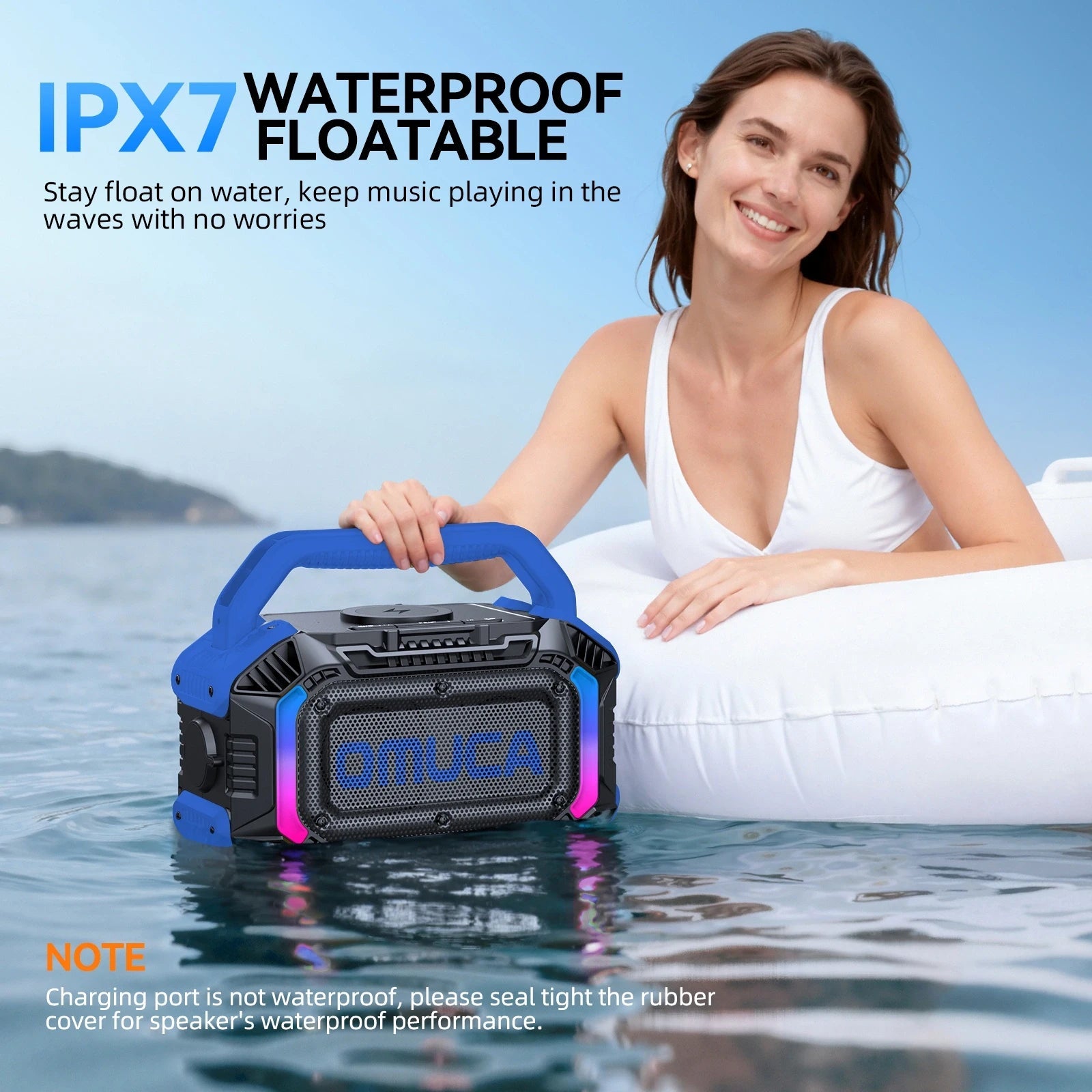 Omuca Portable Bluetooth 5.3 Waterproof Speaker - (Blue)