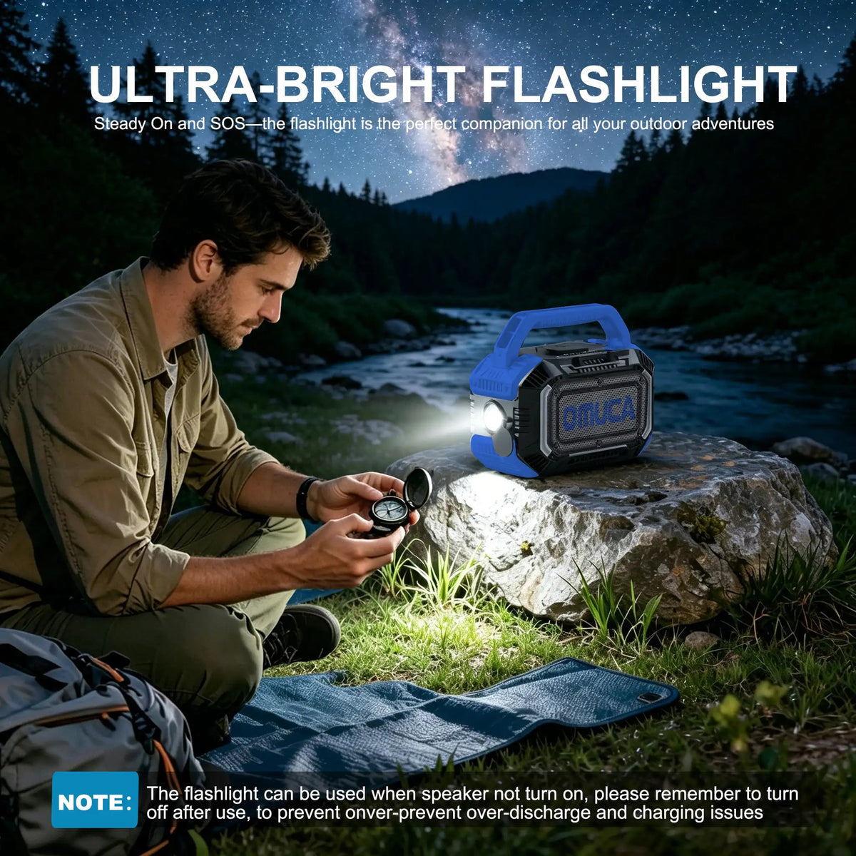 Omuca Portable Bluetooth 5.3 Waterproof Speaker - (Blue)