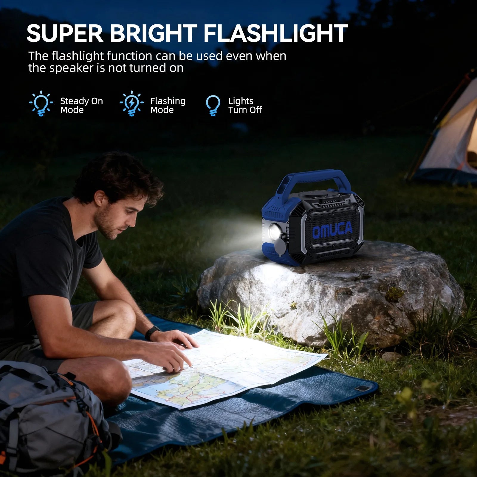 Omuca Portable Bluetooth 5.3 Waterproof Speaker - (Blue)