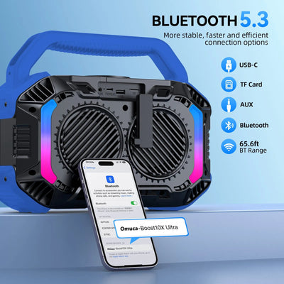 Omuca Portable Bluetooth 5.3 Waterproof Speaker - (Blue)