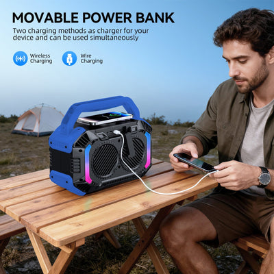 Omuca 100W High-Power IPX7 Waterproof Bluetooth Speaker - blue