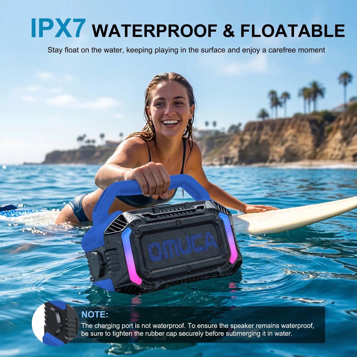 Omuca Portable Bluetooth 5.3 Waterproof Speaker - (Blue)