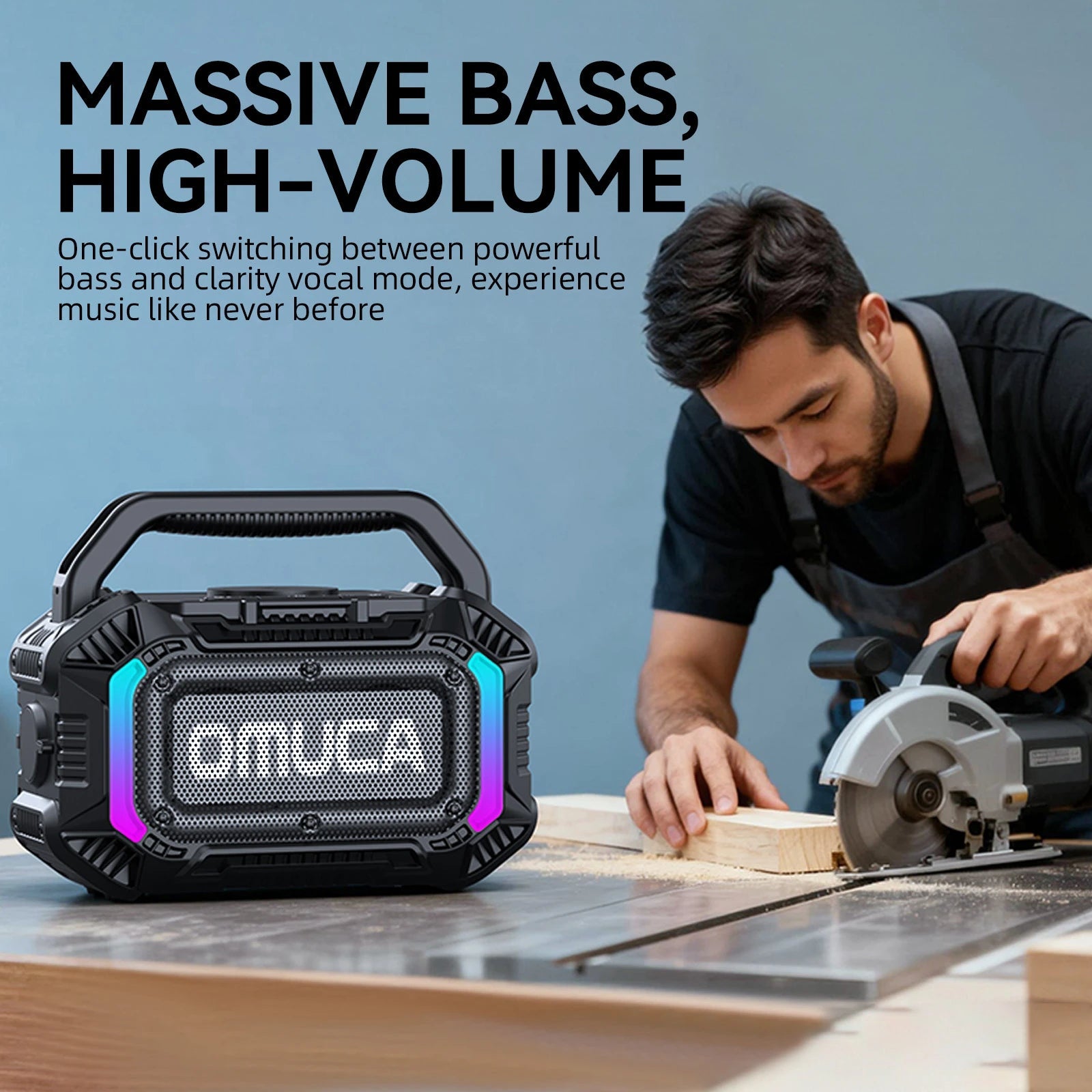 Omuca Portable Bluetooth 5.3 Waterproof Speaker - (Black)