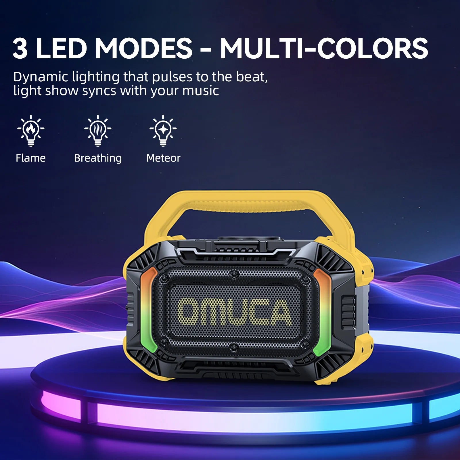 Omuca Portable Bluetooth 5.3 Waterproof Speaker - (Black)