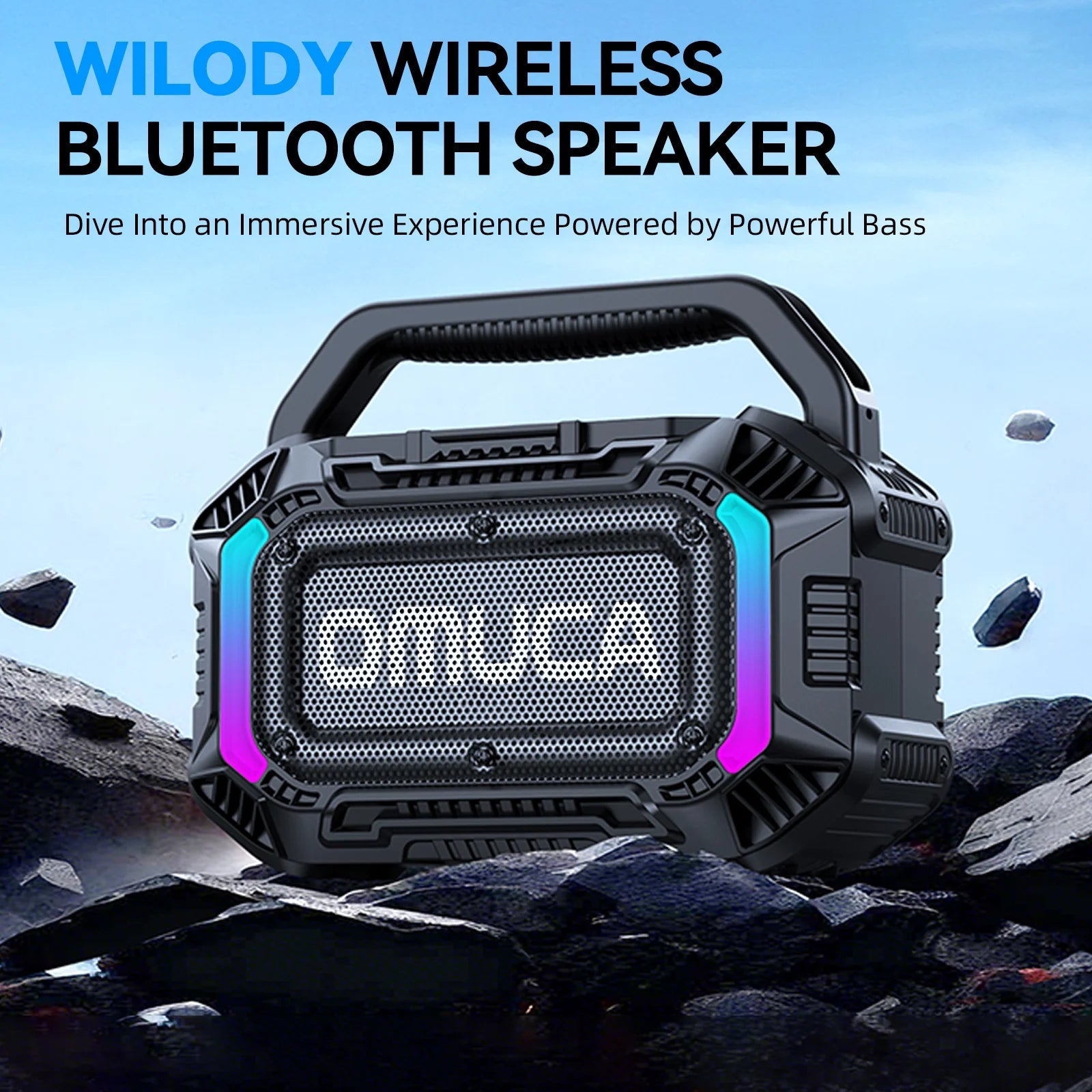 Omuca Portable Bluetooth 5.3 Waterproof Speaker - (Black)