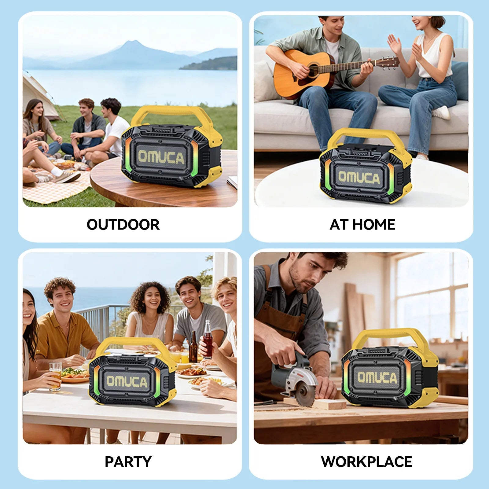 Omuca Portable Bluetooth 5.3 Waterproof Speaker - (Black)