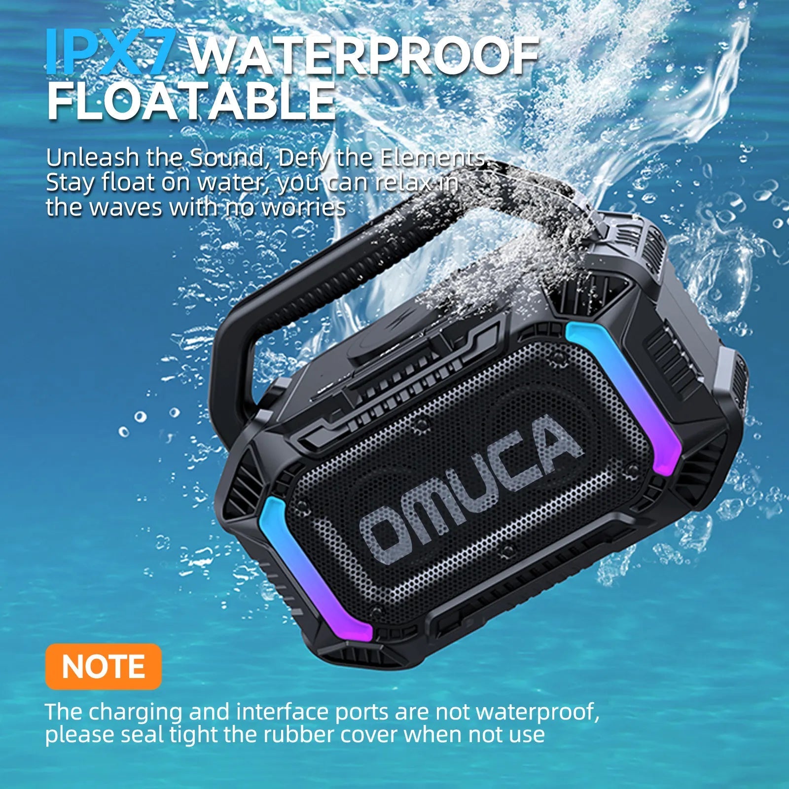 Omuca Portable Bluetooth 5.3 Waterproof Speaker - (Black)