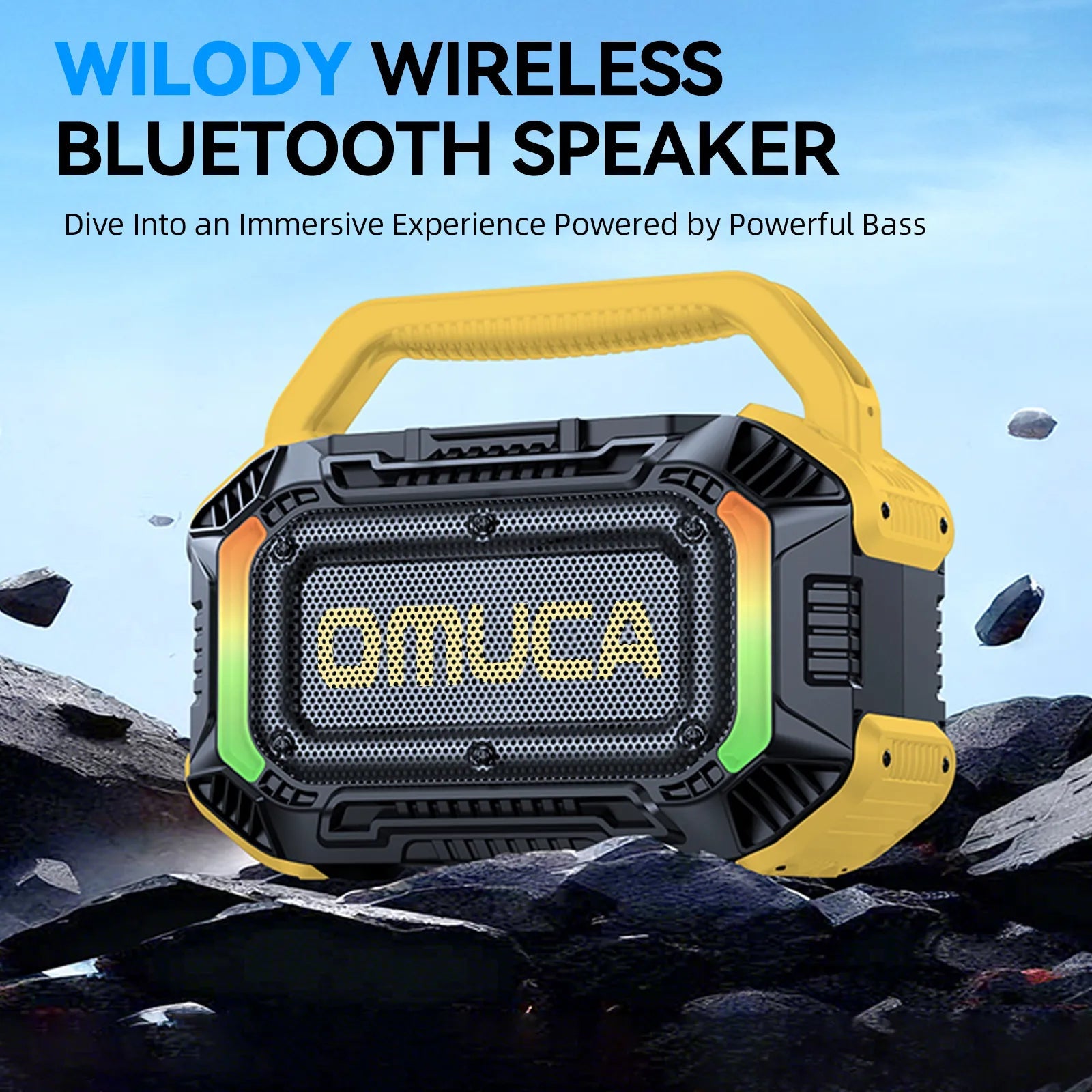 Omuca Portable Bluetooth 5.3 Waterproof Speaker - (Black)